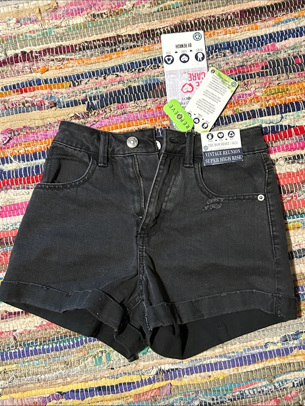 Rewash Women's High Waist Black Denim Shorts